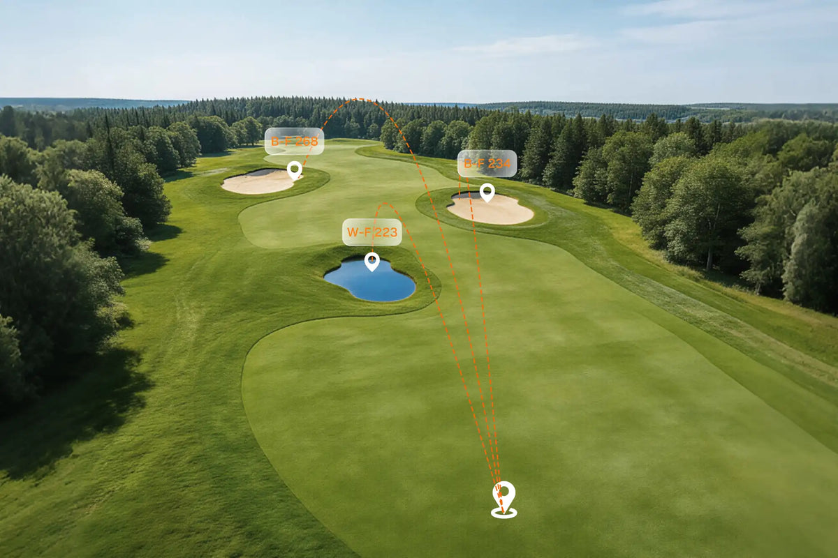 golf gps distance to flag bunker water hazard